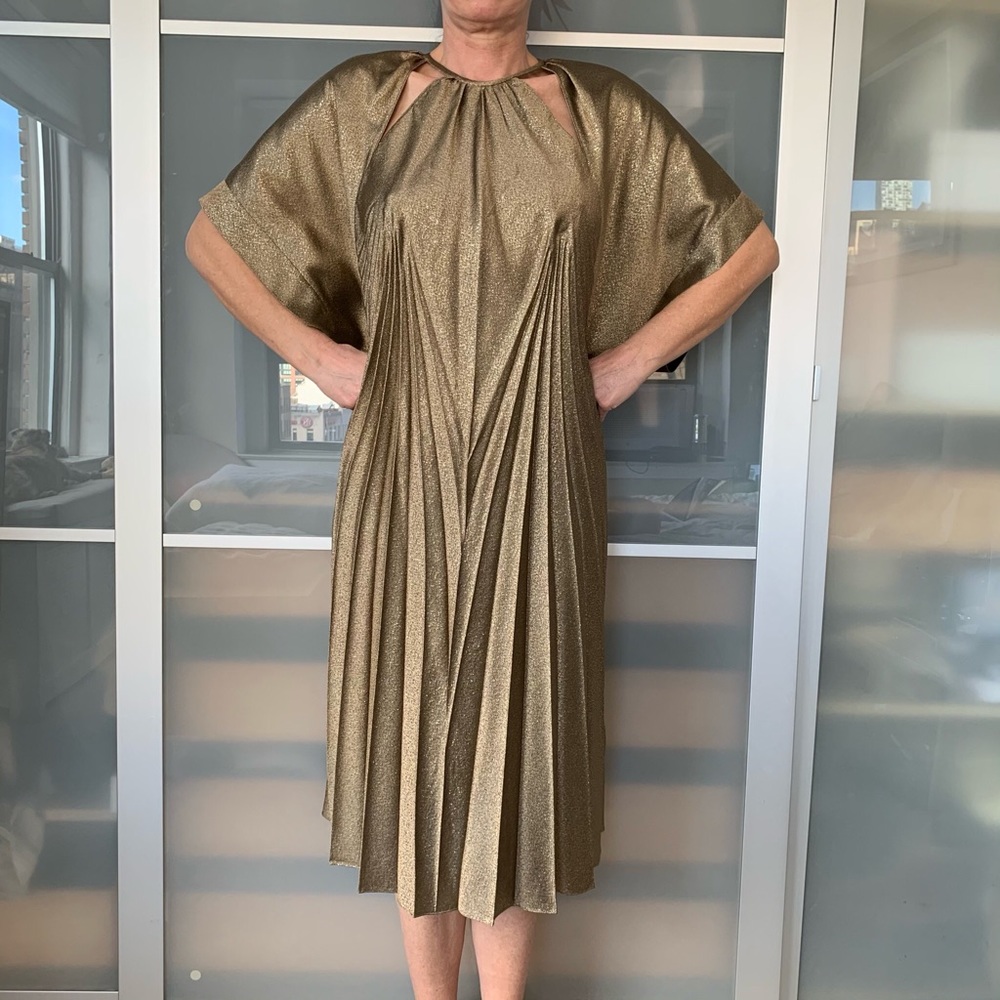 NWT!  Martin Margiela gold lamé pleated dress